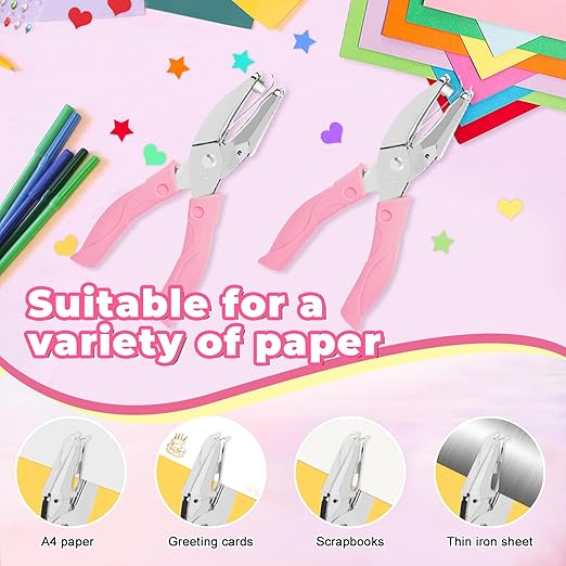 UCEC Heart+Star Hole Punchers, Hole Puncher Single, Handheld Paper Hole Punches, 1/4" Heart Star Hole Punch of School Supplies Metal Hole Punch Tool with Soft-Handled for Clothing Ticket DIY Craft-DeskLoop Office