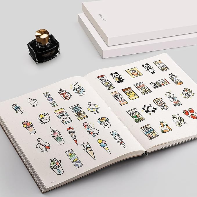 EMSHOI Dotted Journal Bullet Notebook, B5 Large Softcover Leather Journal, 192 Numbered Pages 100gsm Thick Dot Grid Notebook for Drawing Women Men Work School Supplies, 7.48"x10.15"-GrayBlue-DeskLoop Office