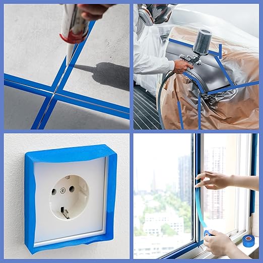 2 Roll Painters Tape 1.89In × 55Yard Blue Painters Tape Bulk Multi-Surface Blue Masking Tape for Wall Painting Edge Treatment DIY Crafts-DeskLoop Office