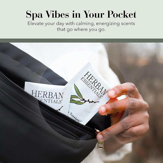 Herban Essentials - Eucalyptus Wipes & Towelettes - Essential Oil Wipes for Hands & Body - Travel Size Essentials and Toiletries - Natural, Individually Wrapped, Disposable & Moist Refresh (20 count)-DeskLoop Office