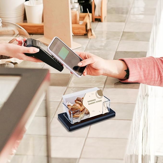 Acrylic Business Card Holder Black 1Pack Enlarged Holds 120 Cards for Office/Exhibition/Restaurant Desk/Counter Display Name Card Organizer Stand-DeskLoop Office