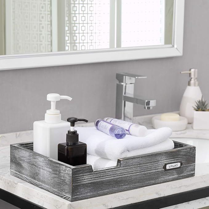 Set of 2 Ash Gray Wood Office Desktop Document Letter Paper Trays, Stackable Decorative Multipurpose File Organizer-DeskLoop Office