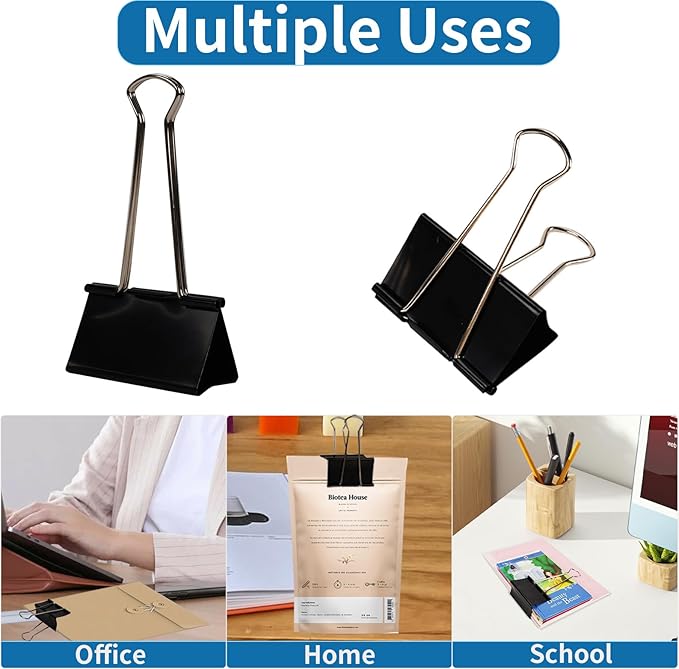 Jumbo Binder Clips 3 Inch - Extra Large Binder Clips 10 Pack, Heavy Duty Office Binder Clips for Paper, Documents, School & Office Supplies (10, 3 inch)-DeskLoop Office