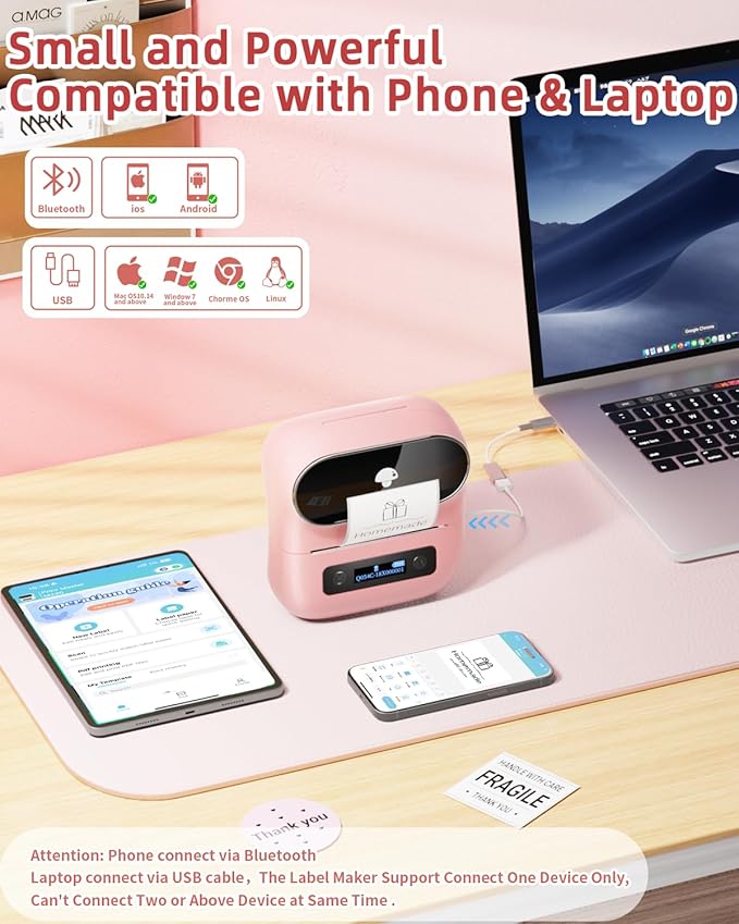 Phomemo M220 Bluetooth Label Maker Machine,Label Printer for Small Business, Office, Home & School, Portable Label Maker with 200+ Templates,100+ Fonts,1000+ Icons, Compatible with Phone, PC-DeskLoop Office