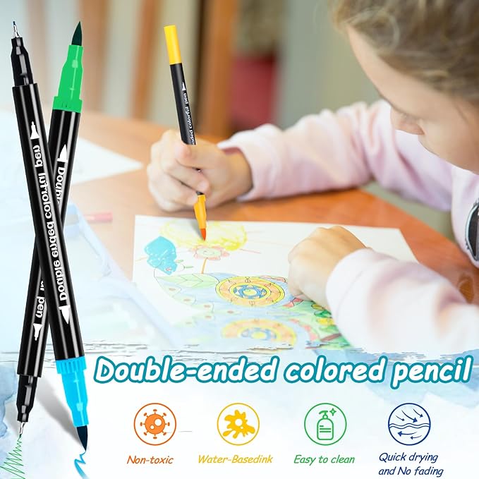 60 Colors Dual Markers Brush Pens, Art Markers Colored Pens for Adult Coloring Books, Brush and Fine Point Dual Tip Artist Colored Marker Set for Drawing Adult Coloring Hand Lettering-DeskLoop Office