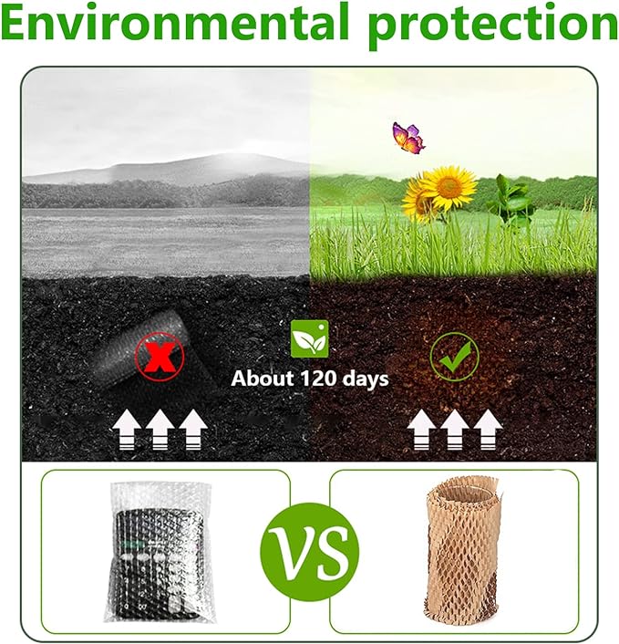 Honeycomb Packing Paper, 12" x 400' Honeycomb Cushioning Wrap Roll for Moving Shipping Packaging Gifts, Recyclable Honeycomb Paper Bubble Paper Wrapping with 20 Fragile Sticker Labels-DeskLoop Office