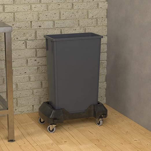 23 Gallon Gray Slim Jim Trash Can with Dolly-DeskLoop Office