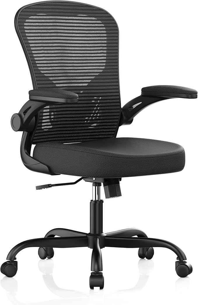 Office Chair, Ergonomic Desk Chairs 330LBS Capacity High Back Mesh Computer Chair with Flip-up Armrests, Comfy Work Chair with Adjustable Lumbar Support, Rolling Chair-DeskLoop Office