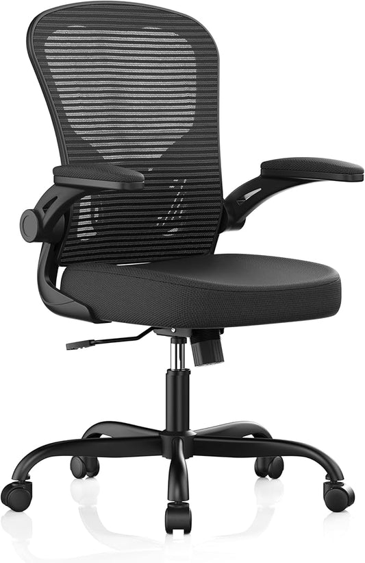 Office Chair, Ergonomic Desk Chairs 330LBS Capacity High Back Mesh Computer Chair with Flip-up Armrests, Comfy Work Chair with Adjustable Lumbar Support, Rolling Chair-DeskLoop Office