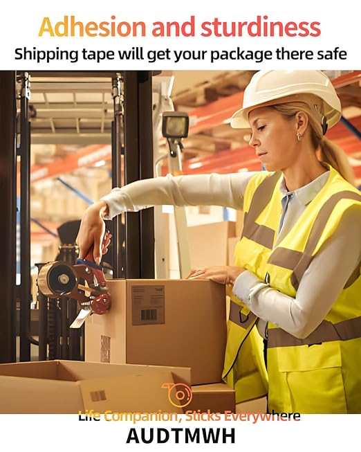 Packing Tape with Dispenser, Clear, Heavy Duty Packaging Tape Designed for Moving, Packing, Shipping and Mailing, 1.88" x 48 Yds, 2 Rolls w/1 Dispenser-DeskLoop Office