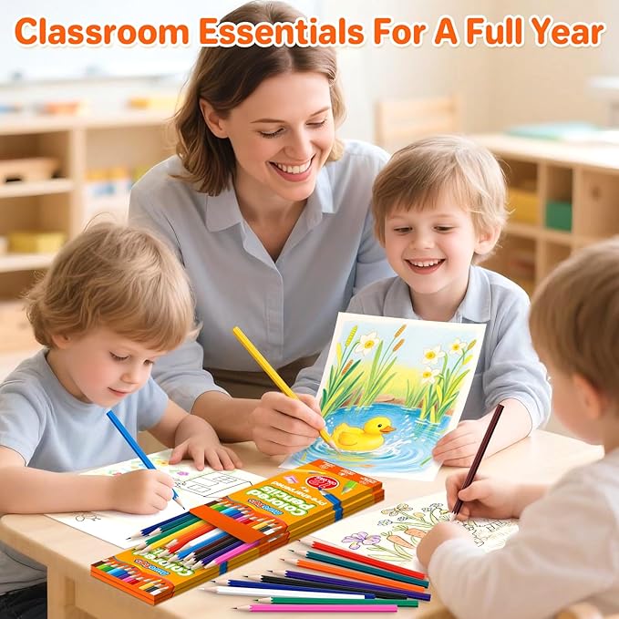 100 Packs Colored Pencils Bulk,1200 Count Pre-Sharpened Colored Pencils in Bulk,Vibrant Colors,12 Color Pencils Set for Classroom Prizes,Back to School Supplies for Kids-DeskLoop Office