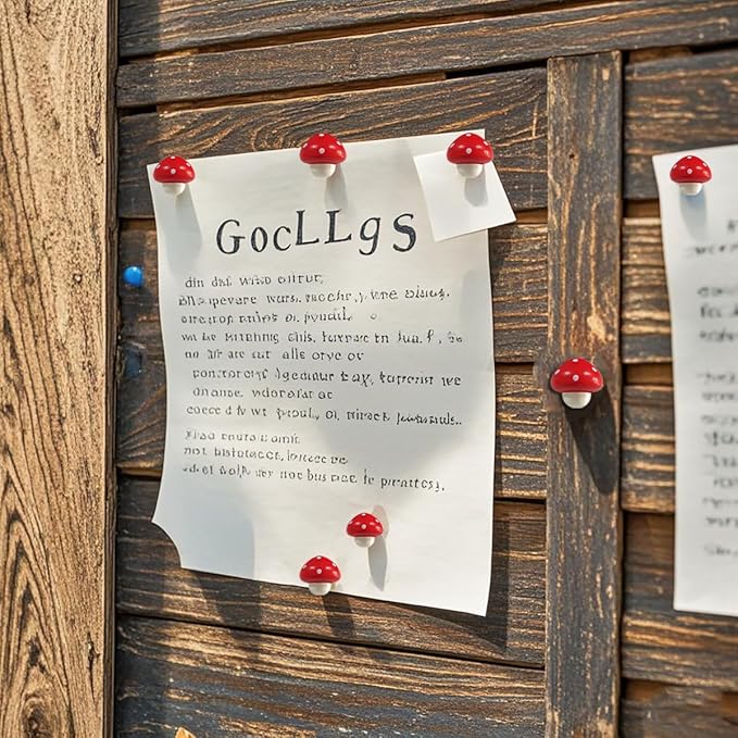 Wooden Mushroom Pushpins, 20pcs Decorative Thumbtack Cute Thumb Nails Mushroom Thumb Tacks for Home Office Classroom Photos Wall, Maps, Bulletin Board, Cork Boards Hanging Posters-DeskLoop Office