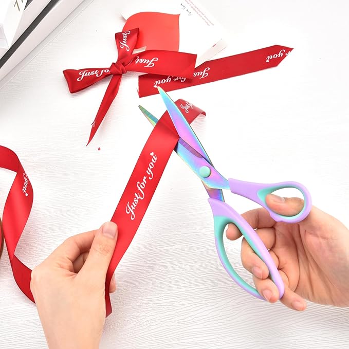 Craft Scissors Set of 3 pack, Sharp Rainbow Titanium Coating All Purpose Scissors, Ergonomic Semi-Soft Rubber Grip, Suitable for School, Office and Household Use, 9.2''/8.5''/5.6"-DeskLoop Office