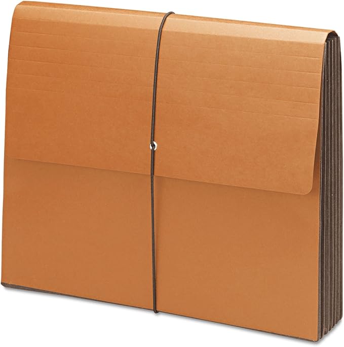 Smead 100% Recycled Expanding File Wallet with Flap and Cord Closure, Reinforced, 5-1/4" Expansion, Letter Size, Redrope, 10 per Box (71198)-DeskLoop Office