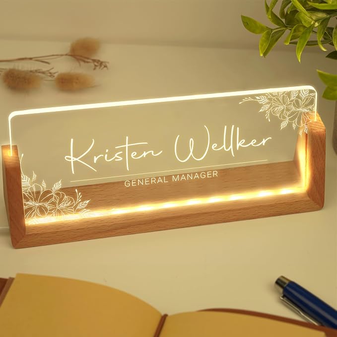 Custom Name Plate for Desk, Personalized Light Up Acrylic Desk Name Plate - Image 8