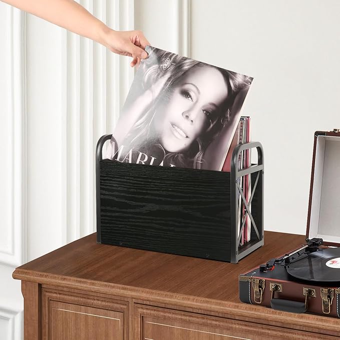 YINMIT Magazine Holder, Magazine Rack Floor, Magazine Storage Basket, Folder Organizer Bin for Books, Newspapers, Tablets (Black)-DeskLoop Office