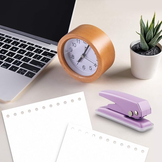 Single Hole Puncher Handheld 1/4 Inches Hole Punch, 20 Sheet Paper Punch Capacity Metal Hole Puncher with Skid-Resistant Base for Paper, Chipboard, Art Project, Purple-DeskLoop Office