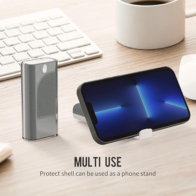 CLICK CLEAN Touchscreen Mist Cleaner, Screen Cleaner, All in One Screen Cleaner Spray with Microfiber and Phone Stand for All Phones, Laptop and Tablet Screens (Grey)-DeskLoop Office
