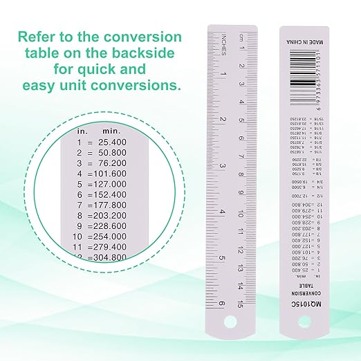 PATIKIL 15cm/6" Metal Ruler, 2 Pack Aluminum Alloy Rulers with Centimeters, Millimeters, Inches and Conversion Table Straight Edge Ruler for Writing Machinist Drafting, Purple-DeskLoop Office