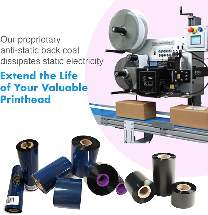 12 Rolls Wolfbarco 1.57" x 1476' (40mm x 450m) Black Premium Resin-Enhanced Wax Thermal Transfer Ribbon Compatible with Zebra,TEC, INTERMEC,Citizen,TSC,GODEX,ARGOX Printers