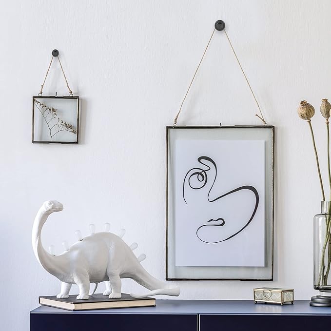 Ferraycle 40 Piece Double Headed Picture Hangers Nails 4 Size Long Thumb Tacks for Wall Hanging Decorative Nails Push Pins Picture Hooks for Drywall Photo Decor, 10/20/ 30/ 50lb(Black)-DeskLoop Office