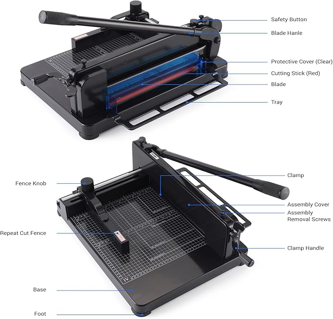 Heavy Duty Paper Cutter,12 inch Guillotine Paper Cutter,Guillotine Paper Cutters and Trimmers Cards Leather with Metal Base for Office Home School (Black, a4)-DeskLoop Office