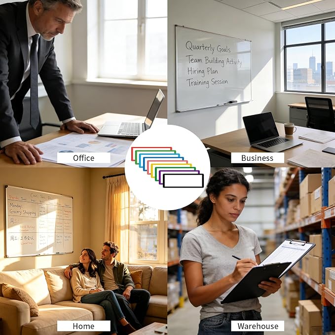 50 pcs Colored Border Magnetic Dry Erase Labels, VEINARDYL 3.2" x 1.2" Reusable - Image 7