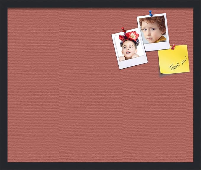 PinPix 24x20 Inch Cork Bulletin Board. This Decorative Framed Pin Board Comes with Crimson Pastel Design and a Satin Black Frame. Ideal for Home Office Decor or Message Board (PinPix-1807)-DeskLoop Office