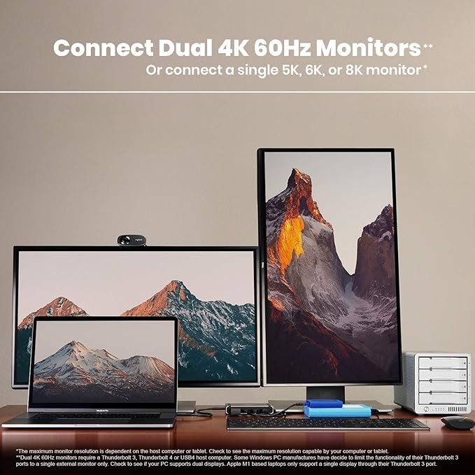 CalDigit Thunderbolt 4 Element Hub - 4X USB4 Ports, USB 3.2 Gen2 10Gb/s, Single 8K or Dual 4K Displays, 60W Charging, 0.8m Cable-DeskLoop Office