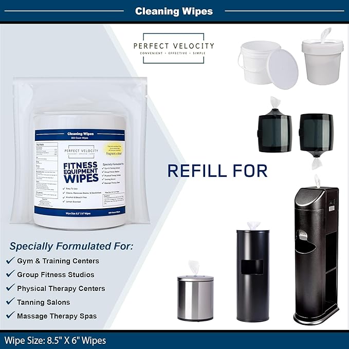 Fitness Gym Equipment Wipes - 4 Rolls of 800 Pre-Moistened Cleaning Refill Wet Wipes - For Upwards and Downwards Dispensers-DeskLoop Office