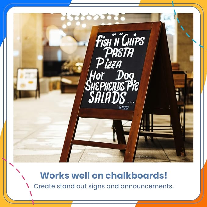 7 White Chalk Markers for Chalkboard Signs, Blackboard, Car Window, Bistro, Glass | 7 Variety Pack - Thin, Fine Tip, Bold & Jumbo Size Erasable Liquid Chalk Pens (1mm, 3mm, 6mm, 8mm, 10mm, 15mm, 30mm)-DeskLoop Office