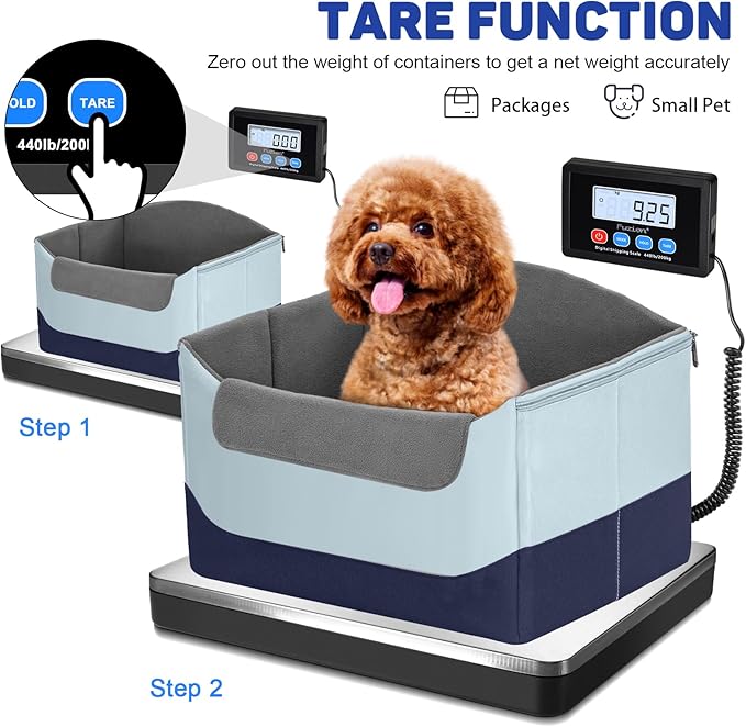 Fuzion Shipping Scale 440lb x 10g Accuracy, Postal Scale with Hold/Tare, Digital Shipping Scale for Packages Small Business, Luggage, Battery & AC/DC Adapter-DeskLoop Office