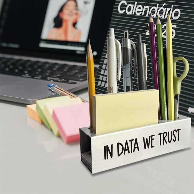 In Data We Trust Pen Holder, Data Analyst Scientist Graduation Gifts Desk Decor Stainless Steel Pencil Holders WCC60-DeskLoop Office