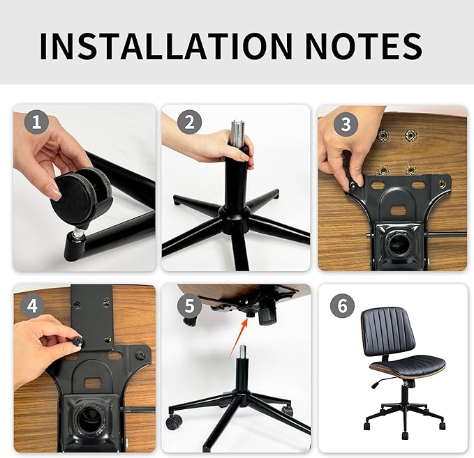 Small Home Office Chair - Armless Mid Back Desk Chair with 360° Swivel and Wheels, PU Upholstered Height Adjustable Modern Walnut Computer Chair for Home, Office Meeting Room - White-DeskLoop Office