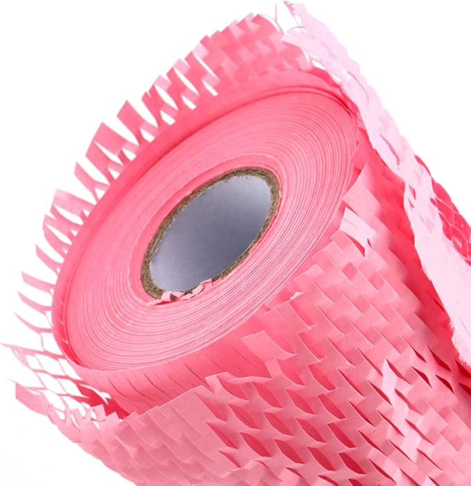 JAPCHET 15 In x 164 Ft Pink Honeycomb Packing Paper, Honeycomb Paper with Sticker Labels and 10 m Rope Honeycomb Wrap Roll for Packaging and Shipping-DeskLoop Office