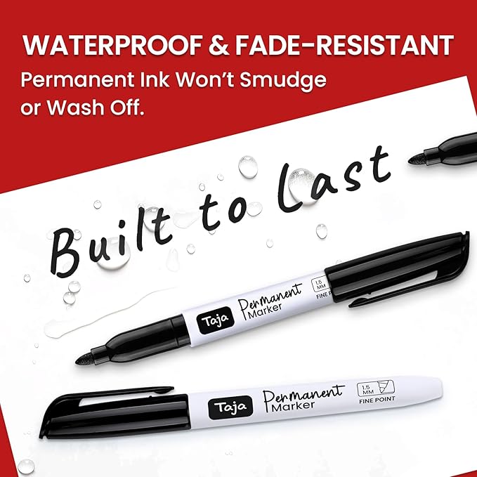 Permanent Markers Fine Tip, 30 Pack Black Quick-Drying and Fade-Resistant Permanent Markers Bulk Set for Writing and Drawing on Wood, Plastic, Metal, Glass, Stone, Ideal for Office School Supplies-DeskLoop Office