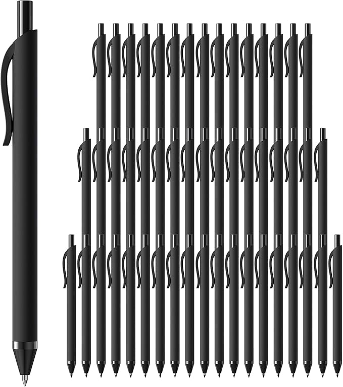 50 Pack Black Ink Pens - Bulk Pens, 1.0MM Medium Point Ballpoint Pens, Smooth Writing No Bleed Retractable Ball Point Pen (Black)-DeskLoop Office