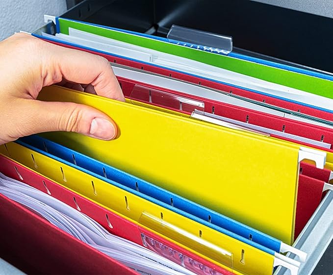 HERKKA Extra Capacity Hanging File Folders, 60 Pack Reinforced Letter Size Hanging Folders with Heavy Duty 1 Inch Expansion, Designed for Bulky Files, Medical Charts, Adjustable Tabs, Assorted Colors-DeskLoop Office