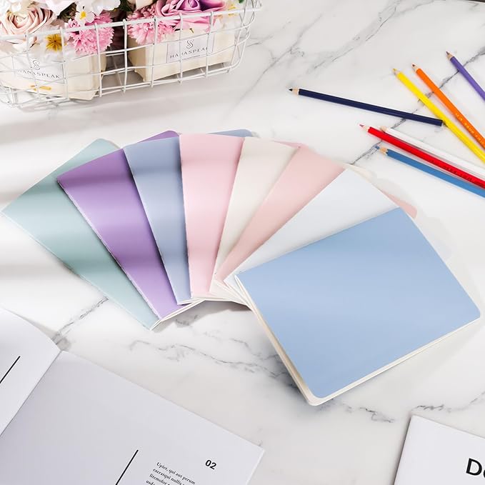 Ddaowanx Notebooks, Journals in Bulk, Blank Paper Sketchbooks, 72 Pages, 36 Sheets, 80GSM, 8.3x5.5 Inch, A5 Size, Travel Writing Notebooks Journal for Office School Supplies (Blank-48pack, 8 Colors)-DeskLoop Office