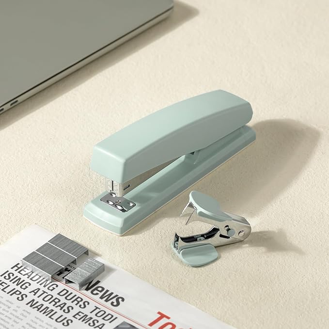 Deli Desktop Office Stapler - 25 Sheet Capacity, Includes 1000 Staples, Staple Remover, Green-DeskLoop Office