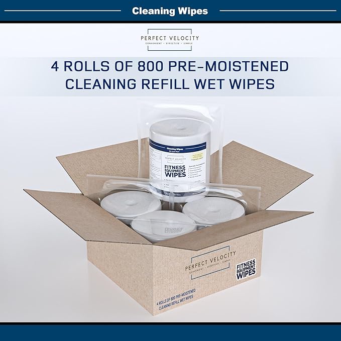 Fitness Gym Equipment Wipes - 4 Rolls of 800 Pre-Moistened Cleaning Refill Wet Wipes - For Upwards and Downwards Dispensers-DeskLoop Office