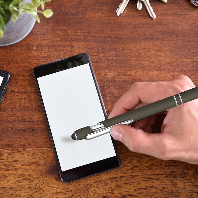 8 Pcs Blue Ink Ballpoint Pen with Stylus Tip 2 in 1 Stylus Ballpoint Pen Metal Pens Stylus Pen for Touch Screens School Office Coworkers (Coffee)-DeskLoop Office