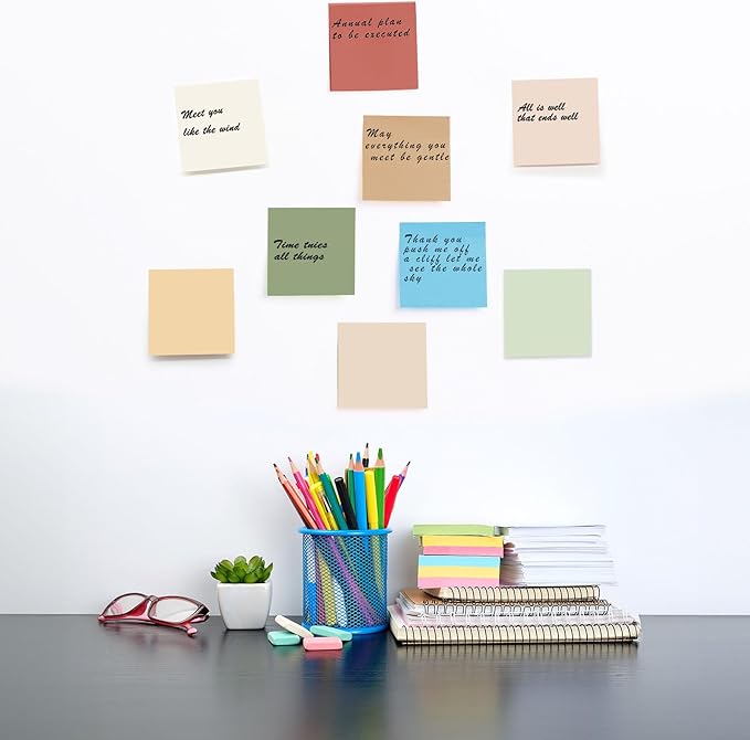 (24 Pack) Sticky Notes 3x3 in., Sticky Note Pads, Vintage Colors Self-Stick Notes Pads, Strong Adhesive, Recyclable, Easy to Post for Home, Office, Notebook-DeskLoop Office