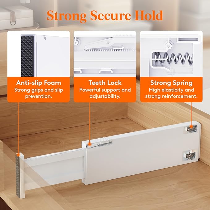 Lifewit 8 Pack Drawer Dividers Plastic 4" High, 13.5-22" Adjustable Drawer Organizers for Clothes, Expandable Dresser Separators in Bedroom/Bathroom/Kitchen/Fridge/Office Organization and Storage-DeskLoop Office