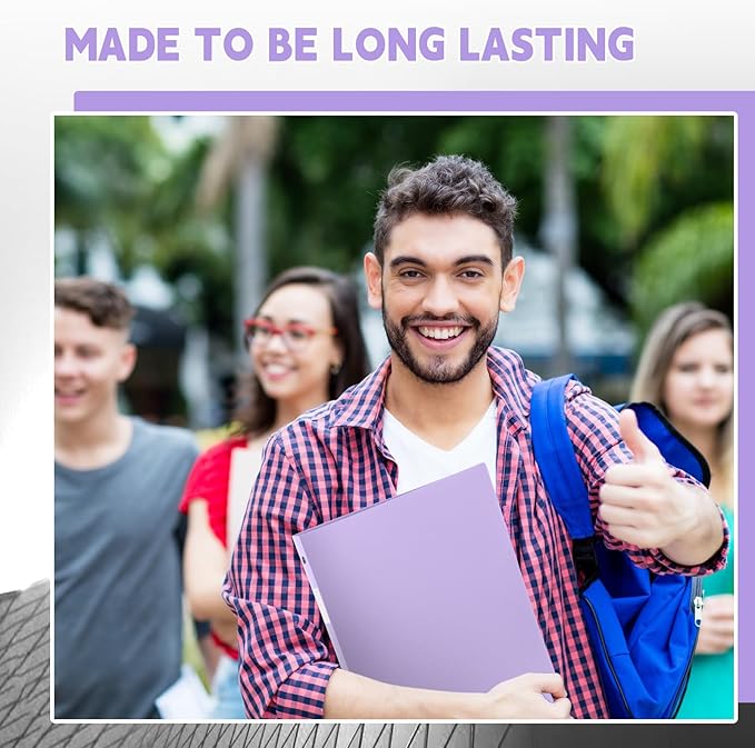 Henoyso 16 Pcs 3 Ring Binder 1/2'' Round Fits Letter Size 8. 5'' x 11'' Paper Plastic Flexible Binder Holds 100 Sheets with 1 Pockets Versatile Organizer for Office Home School (Light Purple)-DeskLoop Office