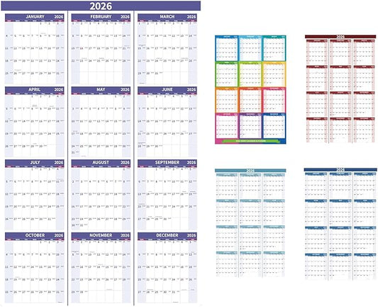 2026 Wall Calendar 34.8" x 22.8" Large Vertical Yearly Wall Hanging Calenda with Julian Date Thick Paper Calendar 12 Month Annual Wall Planner for Wall Office Fridge(Purple)-DeskLoop Office