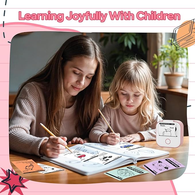 Sticker Printer Machine, Print Pods Mini Maker with 1 Roll Paper, Mini Portable Sticker Maker Y02C, Bluetooth Inkless for Phone, Thermal Portable Machine for Journal, Note, Photos, Learning-DeskLoop Office