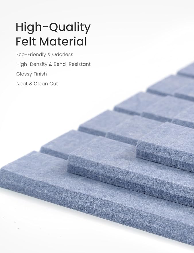 Bumusty Large Cork Board Alternative-47 x35 Felt Bulletin Board Tiles, with 30 Pushpins, 70 Adhesive Tabs, 12-Pack Slat Wall Paneling, Cork Boards for Office Push Pin Board Felt Board-Soft Periwinkle-DeskLoop Office