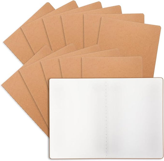 12 Pack Blank Kraft Notebooks, 8.3x5.5 Inches A5 Small Journals Bulk Blank Notebooks 80 Gsm Unlined with 60 Pages A5 Subject Notebooks Traveler Journal Set for Adult Students Back to School Supplies-DeskLoop Office