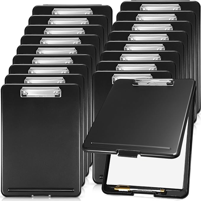 Epakh 18 Pcs Clipboard with Storage Bulks Plastic Storage Foldable Nursing Clipboard with Low Profile Clip for Student Teacher Nurse Employee, 9.5 x 13.5 Inch-DeskLoop Office